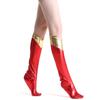 PU leather superwoman boots cover, bronzing superman long foot cover, bronzing superman foot cover