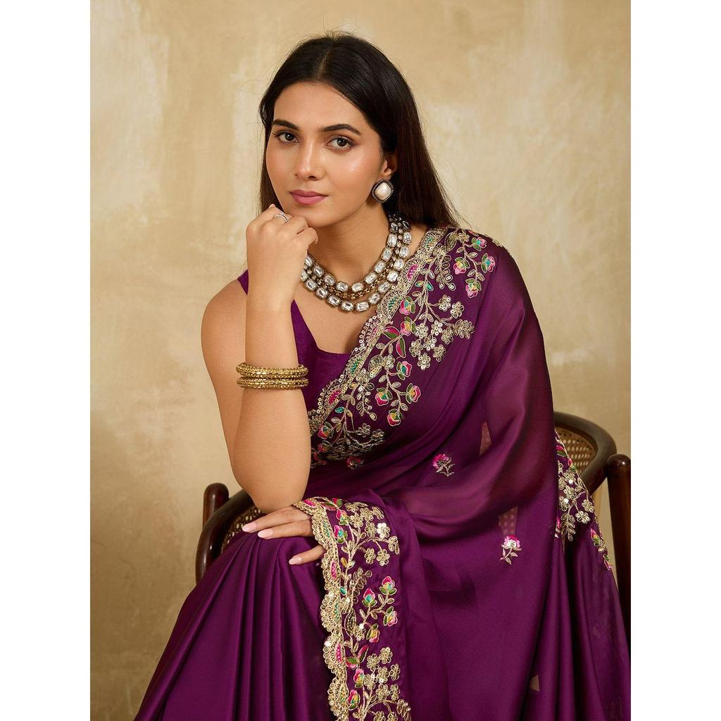 Midnight Elegance Rangoli Silk Saree
