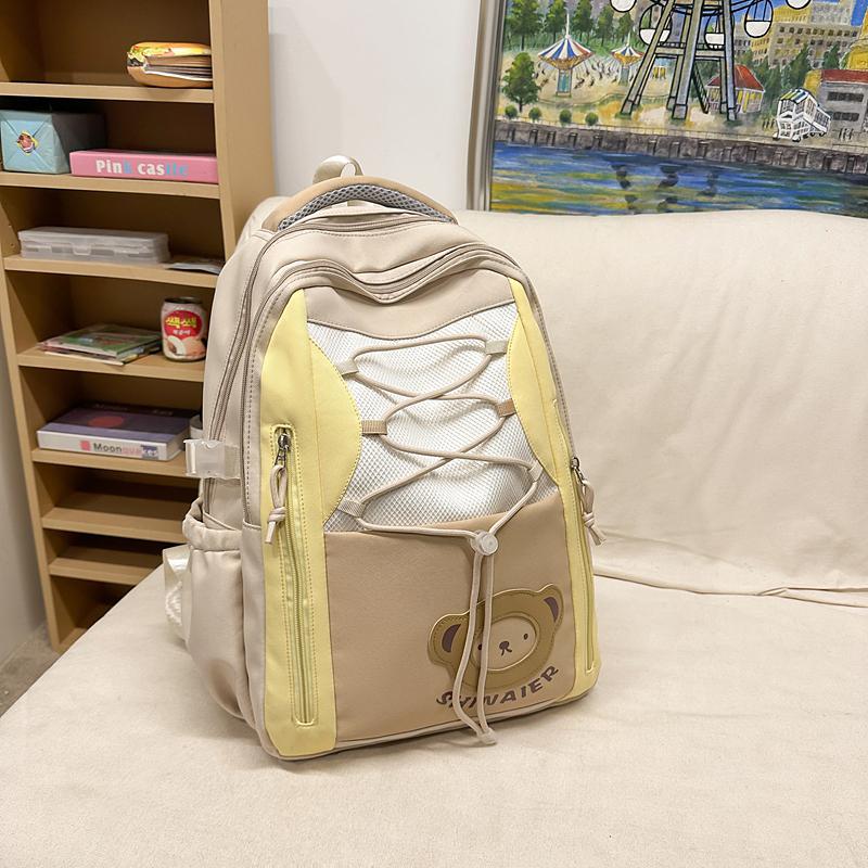 Contrast Color Backpack Junior High School Student Schoolbag Lightweight Large Capacity Backpack