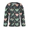 Kvinners Valentine's Day Print Langermet strikket Cardigan Button Jacket