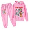 2026Autumn Casual tom jerry Cartoon Kids Boys Girls Print cool Long Sleeve Fleece Hooded Sweatshirt Long Pants Suit Festival Outdoor