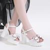 (Factory) High-heeled sandals women's thick-heeled waterproof table new soft leather thick-soled heightened comfortable and light women's shoes