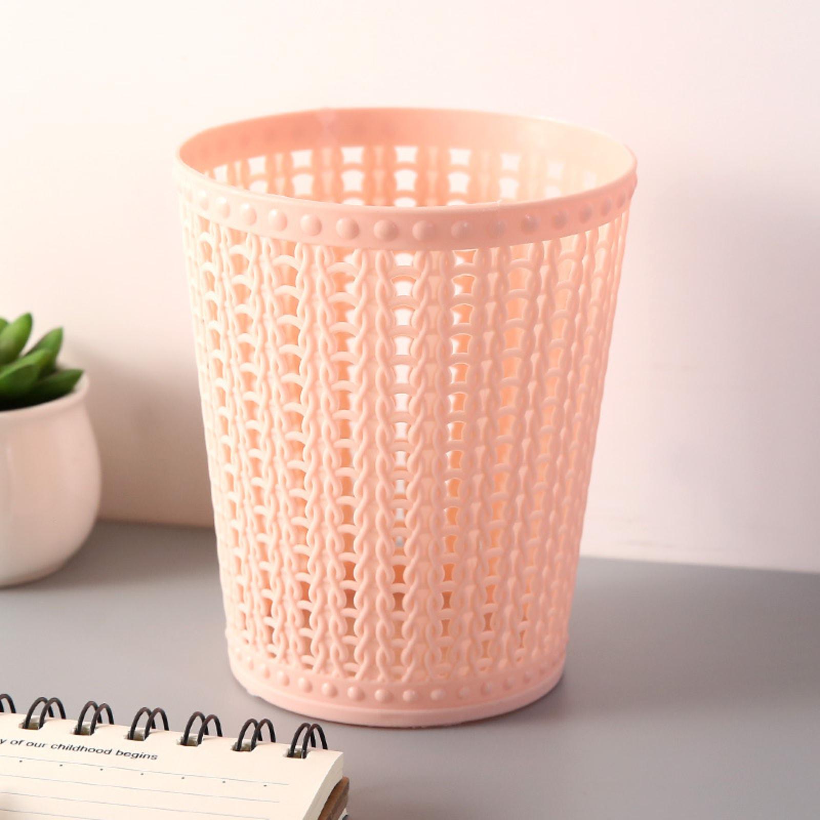 

Student Wastepaper Basket, Household Living Room Coffee Table Trash Can, Kitchen Hollowed-out Storage Box For Miscellaneous Items. One Size рожевий