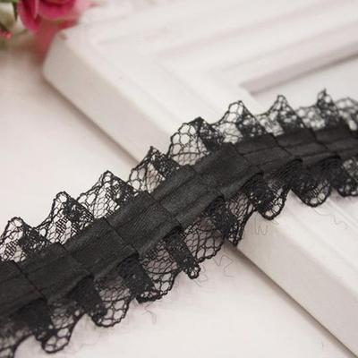 5 Metros/lote 4 cm de ancho encaje de cinta blanco y negro encaje de descuento encaje plisado decoración de accesorios para ropa de muñeca DIY