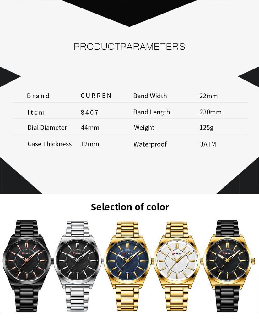 Curren 8407 Men's Quartz Business Watch with Steel Band
