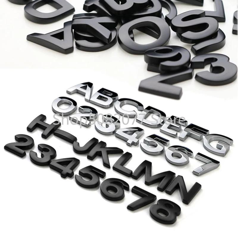 25mm 30mm DIY 26 Letters 10 Numbers Alphabet Metal Emblem for All Cars Game Over Trunk Fender Nameplate Logo Sticker