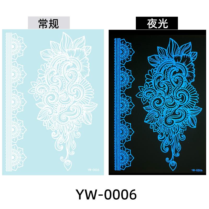 Glow In The Dark Indian Lace Tattoo Stickers - Henna Style Hand Body Art
