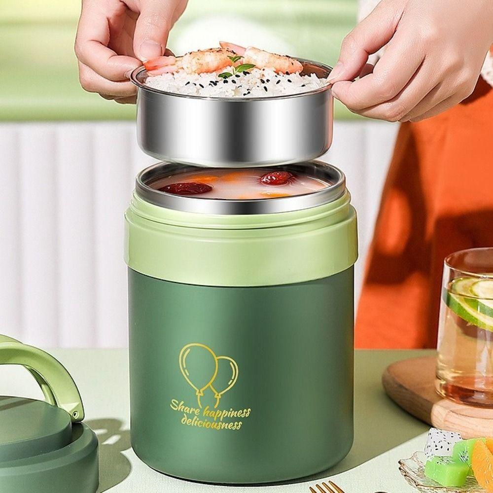 Hand-held Food Thermal Jar 1.5L Thermos Food Containers Insulated Bucket  Outdoor Picnic
