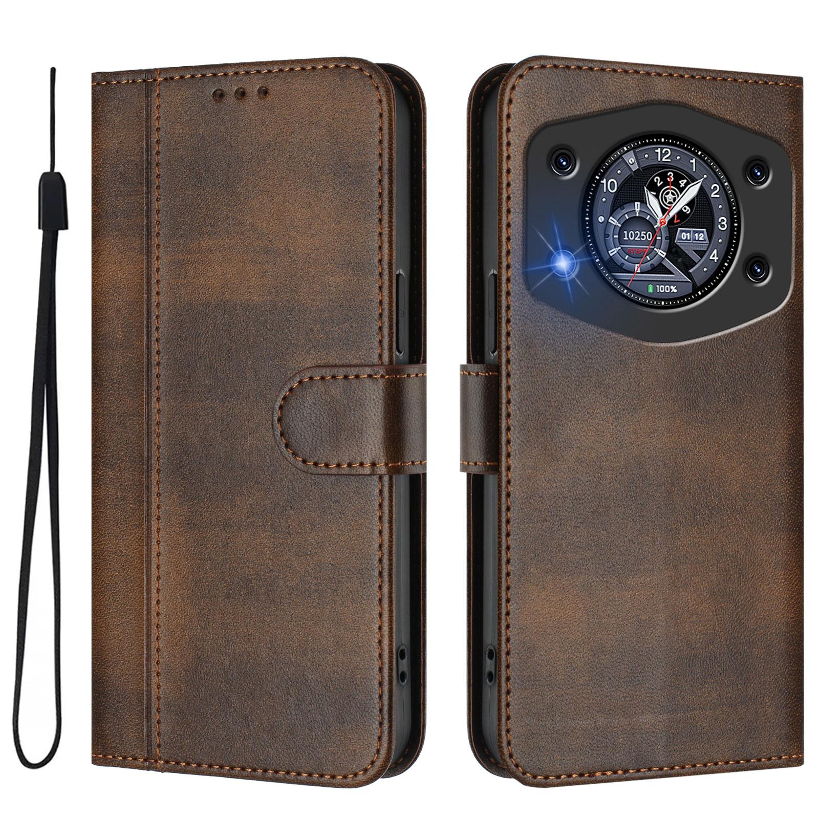 

Роскошный простой кожаный чехол для Cubot P80/Cubot P50/Cubot A10/Cubot Max 5/Cubot A30 с отделениями для карт, магнитной подставкой, противоударным откидным чехлом Cubot P80 коричневый