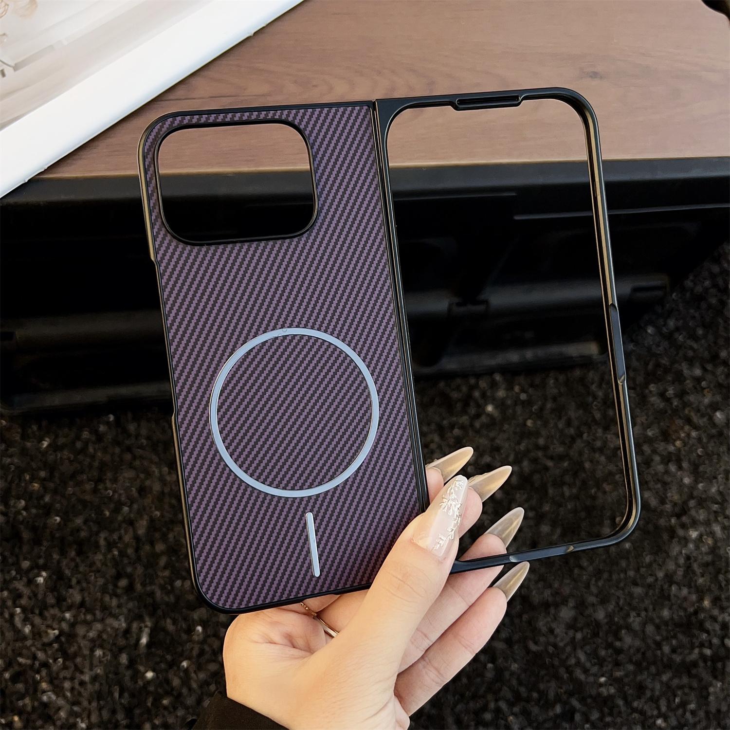 

For Google Pixel 10 Pro Fold Case Compatible with MagSafe Carbon Fiber Texture Folding Phone Cover Purple