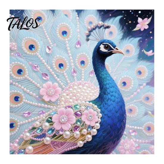 Decorative Tabletop Craft Ornaments Luxury Faux Pearl Rhinestone Painting Kit, 25x25cm DIY Resin Art with Animal Unique Projects Floral Patterns,