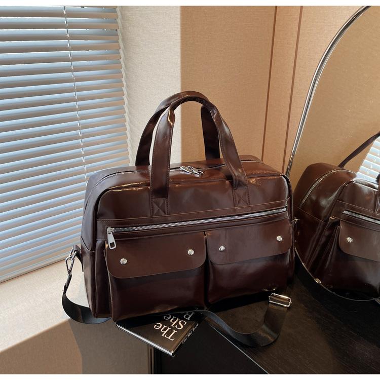 

Сумка с несколькими карманами Женская весенне-летняя новая нишевая сумка большой вместимости Премиальная текстура повседневная сумка-мессенджер темно-коричневого