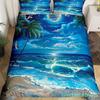 Seaside Town Landscape Bedding Set Flowers Rustic Duvet Cover Coastal Style Island Comforter Cover Ocean Scenery Quilt Cover
