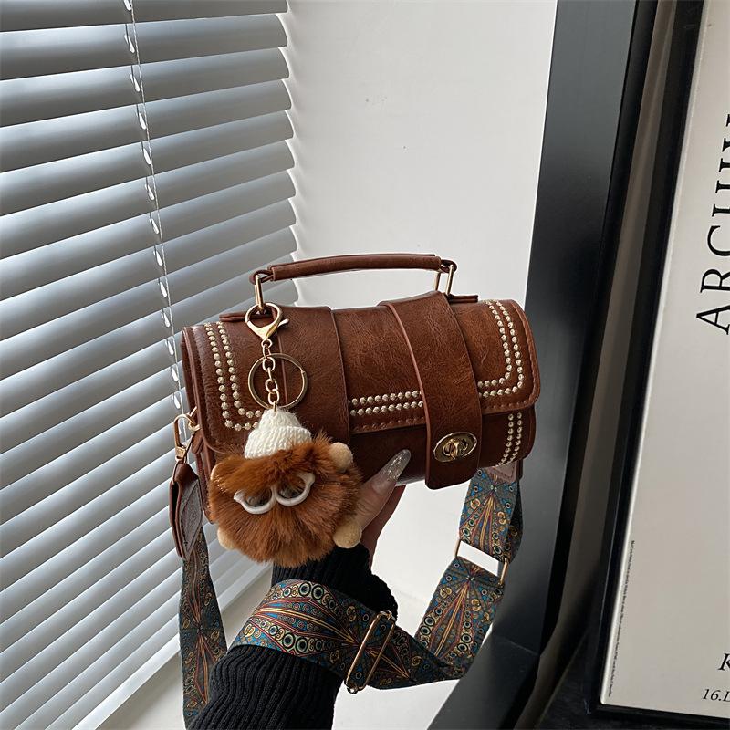 Vintage Retro Women Fashion Versatile Boston Cylinder Crossbody Handbag
