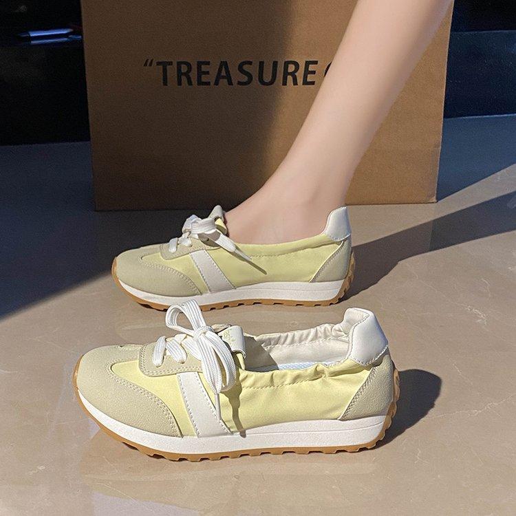 

Французские балетные туфли женские плоские 2025 лето новая шнуровка дышащие туфли на одном педале модные одинарные туфли 35