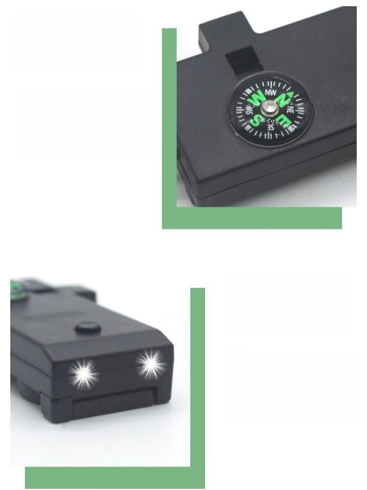 1 Stück Outdoor Bergsteigen Notpfeife, Multifunktionale 5-in-1 Überlebenspfeife mit Kompass, Lupe und Taschenlampenfunktionen