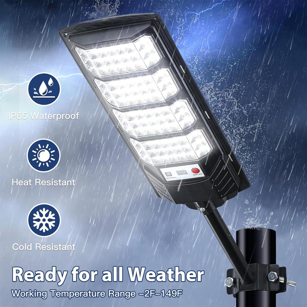 1 Pack Solar Street Light Outdoor Waterproof 6500K LED Solar Motion Sensor Light Outdoor Dusk To Dawn Flood Light Remote Control