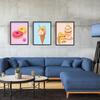 SUPERDANT Wall Art Set of 6 Unframed Canvas Prints, Dessert Poster, Ice Cream, Cake, Pink Modern Art, Girls Bedroom Decor, 20x25cm