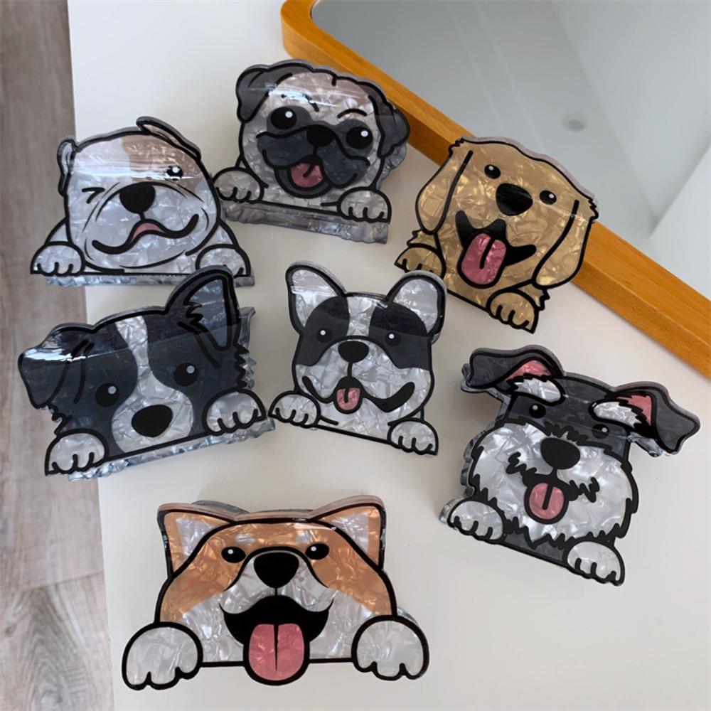 

Korean Style Schnauzer Crab Clip Acrylic Hair Clip Trendy Cartoon Dog Hair Claw Daily French Bulldog