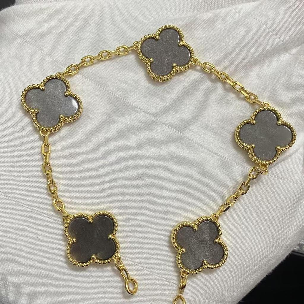 Nuova Versione Bracciale Quadrifoglio Cinque Fiori Agata Rossa Naturale Madreperla Bianca Bracciale da Donna Bracciale Laser