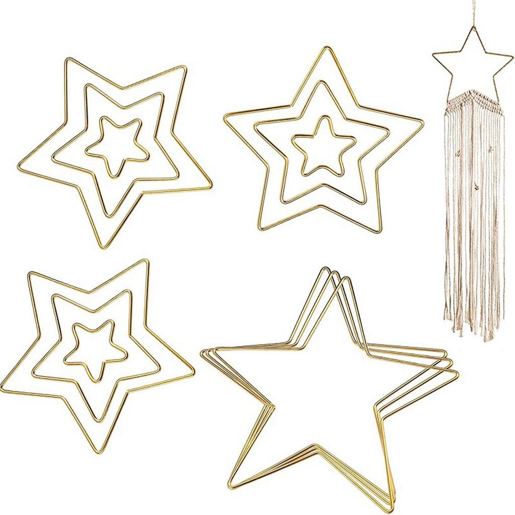 Moon Shaped Iron Ring Metal Craft Hoop for Wreath Wall Hanging Decoration Golden