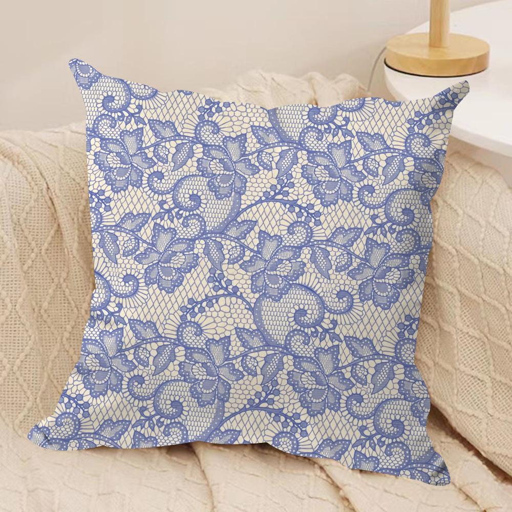 Lace Flower Cushion Cover Soft Plush Fabric DoubleSided Printed Cushion Covers for All Seasons Modern Home Decor