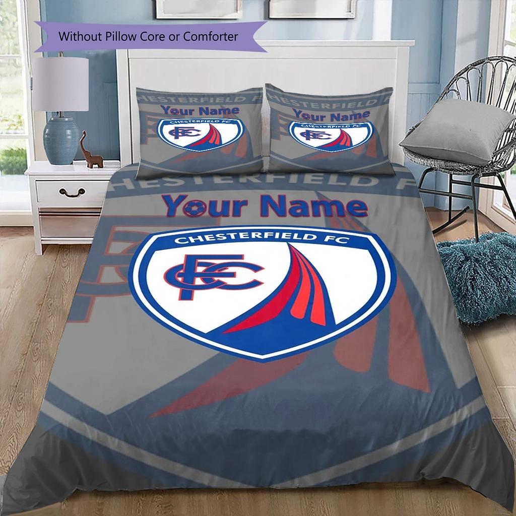 Chesterfield Fc Crest Custom Name Pattern Bedding Quilt Set Quilt Cover Pillowcase Home Birthday Gift(1 * duvet cover + 2 * pillowcase, without core)