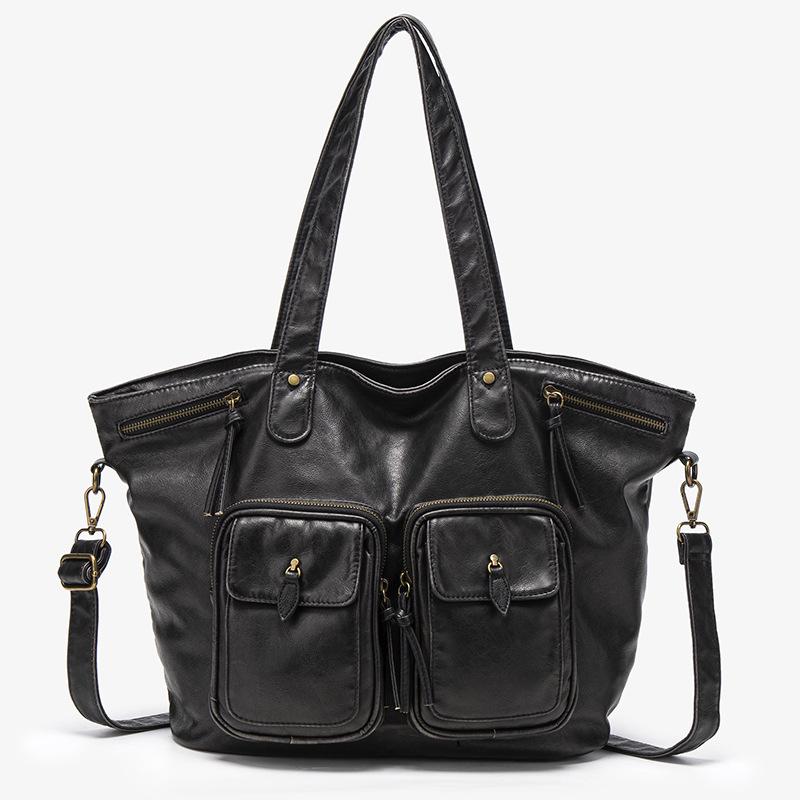 

Commuter tote bag new casual simple shoulder messenger bag large capacity fashion women s bag versatile чёрный