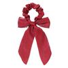 European & American Retro Silk-Like Ribbon Bow Hair Tie with Detachable Streamer – Wrinkled Satin Fabric Hair Accessory