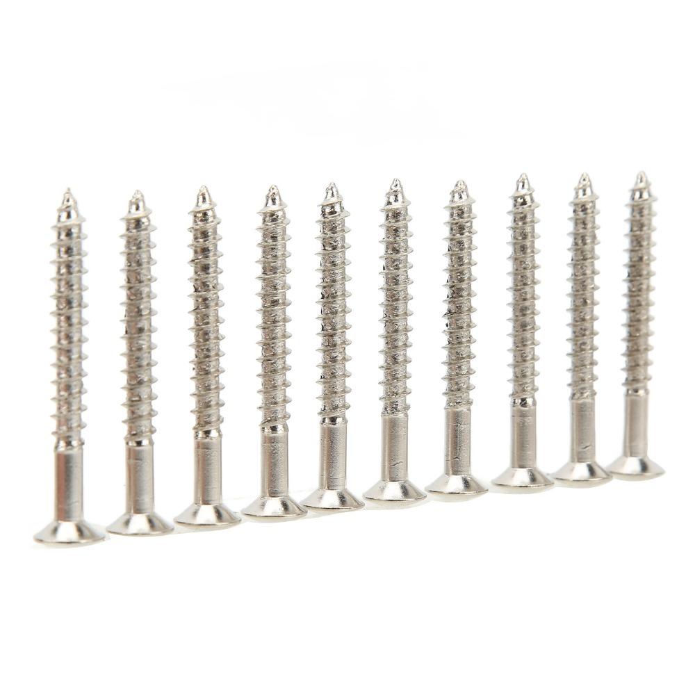 10PCS Silver Guitar Neck Mounting Screws Metal Guitar Neckplate Screws For Guitar