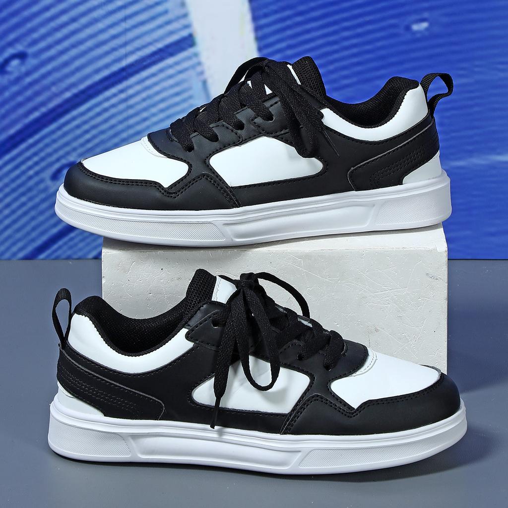 White Shoes PU Leather Board Shoes Women Breathable Casual Sneakers Men Lace-up Trendy Running Trainers Anti-slip Waterproof