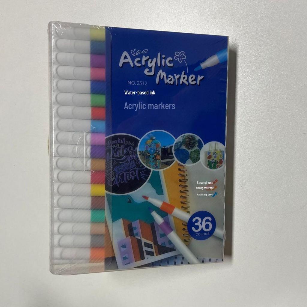 80-Color Acrylic Watercolor Markers Set for Kids - PVC Box with Layerable Graffiti Paintbrushes