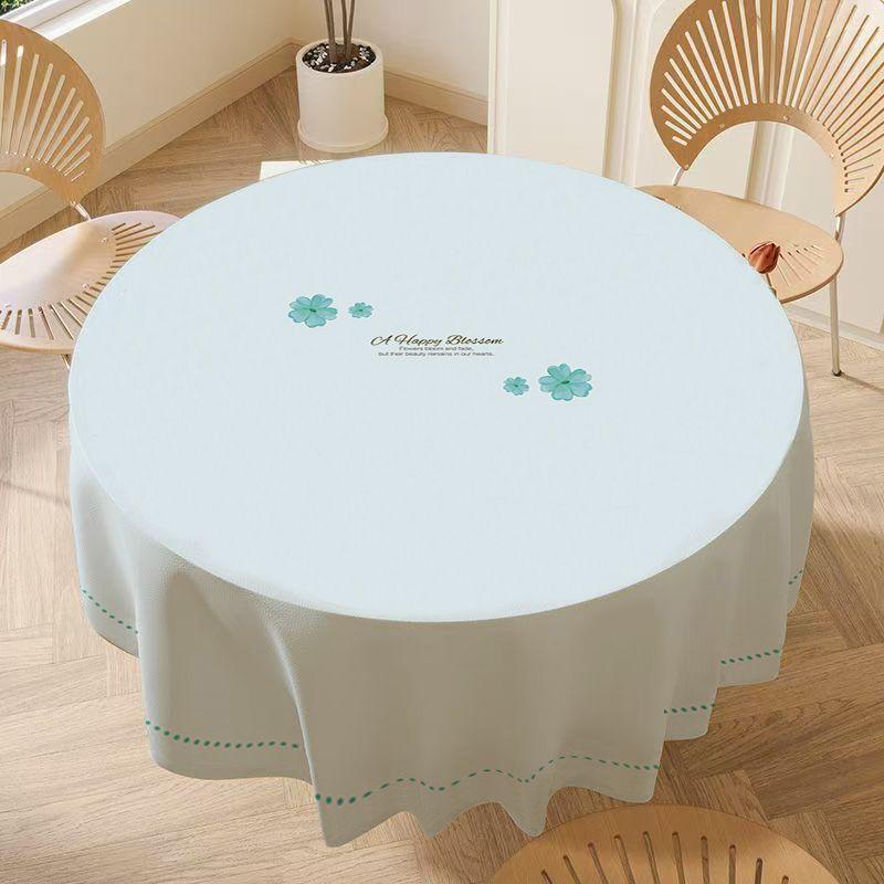 Circular Large-sized Table Fabric with Printed Waterproof Desktop Protective Cover Thickened Dustproof Heat-proof Tablecloths for Home Decoration 1pc
