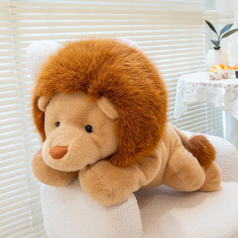 Cute Cartoon Lion Plush Toy Lifelike Downy Male Stuffed Doll Baby Sleeping Pillow Kids Birthday Gift for Boys
