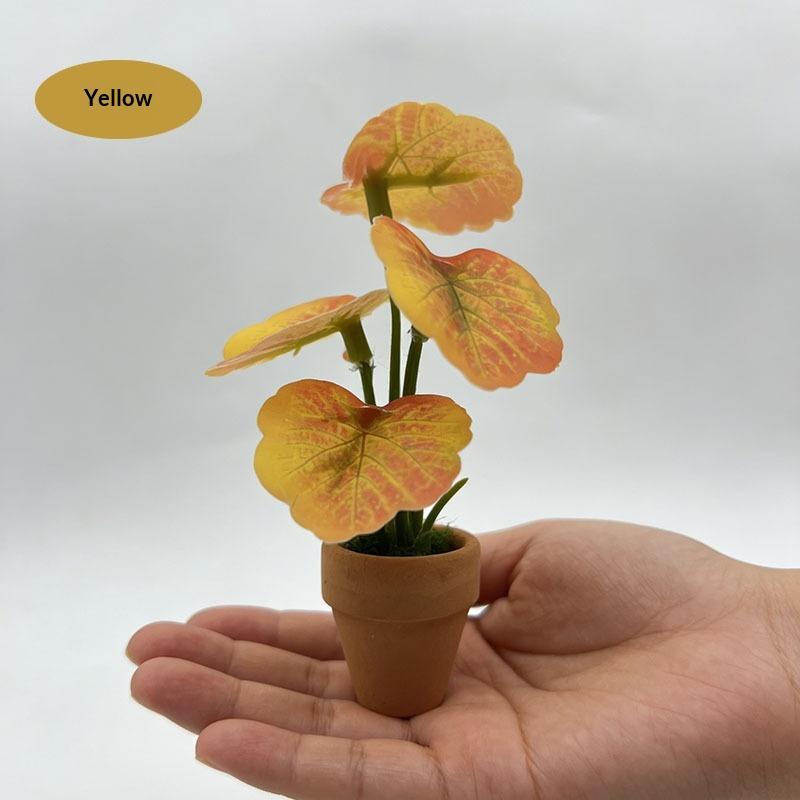 1Pcs Home Decor Mini Taro Turtle Back Green Potted Plants For Dollhouse Scandinavian Style Model Decoration Props