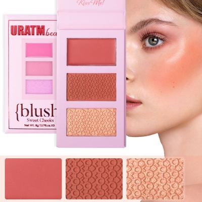 Three-color Highlighter Blush Palette Matte Pearlescent 3D Contour Palette Highlighting Nose Shadow Natural Nude Makeup Powder Cake