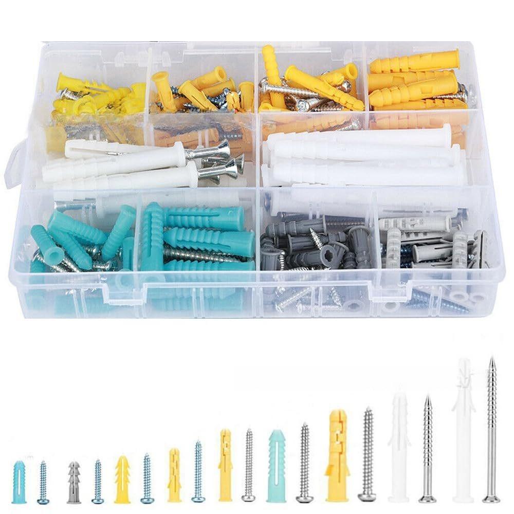 200Pcs Boxed Round Head Self Tapping Expansion Screw Plastic Wall Plug M4/M5 Set