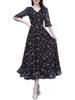 Summer Short Sleeve Long Adult Floral Flared Slimming Relaxed [Chubikime] Women's Dress, Dress, Chiffon, Dress, A-line, Print, V-neck, Sleeves,