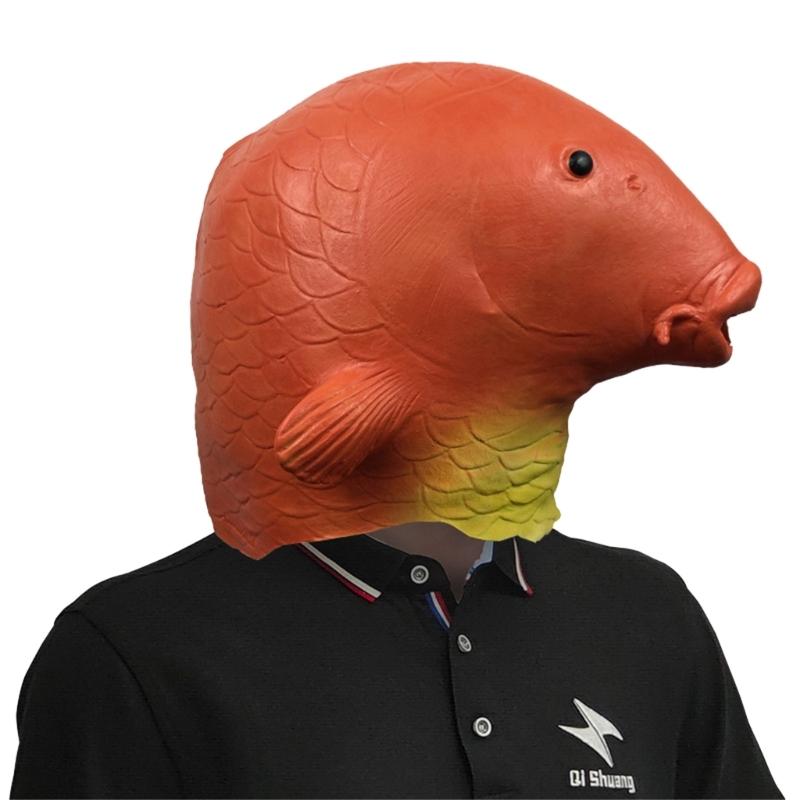Carnival Party Mask Halloween Fish Masks Novelty Headgear Funny Latex Head Mask 1 красный