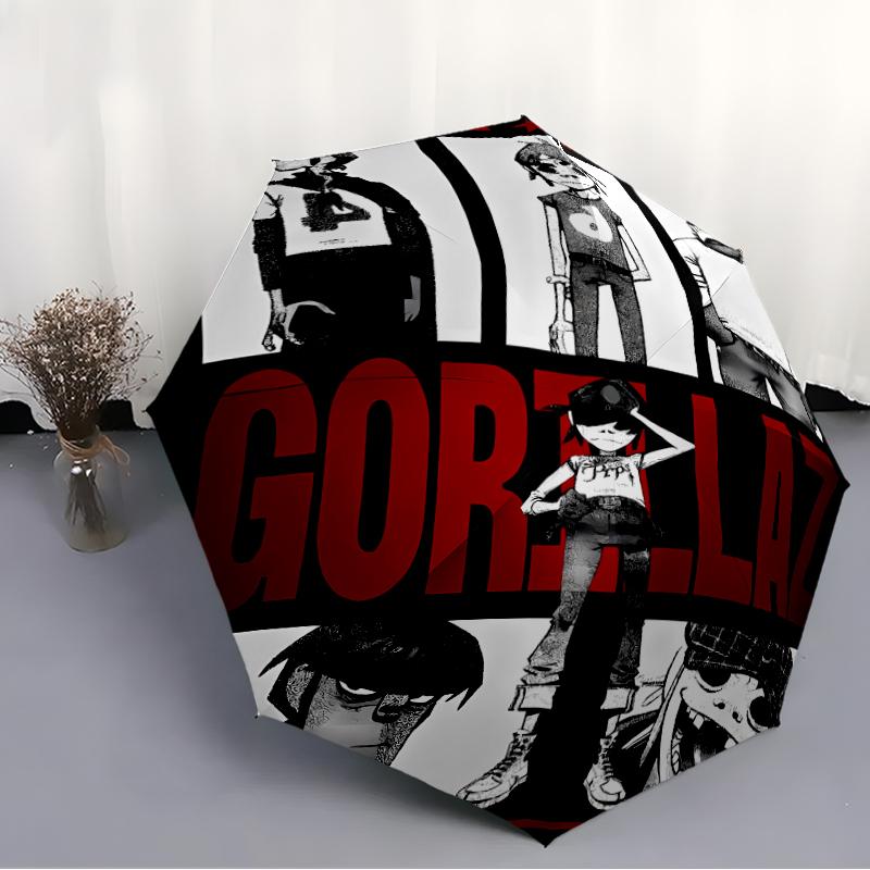 Printed Gorillaz band Folding Umbrella,Outdoor,Leisure,And Travel Umbrella,Durable Umbrella Fabric,Birthday And Holiday Gift