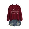 Womens Oversized Round Neck Long Sleeve Cotton Blend Casual Sweatshirt With Print - Loose Fit Comfort Top