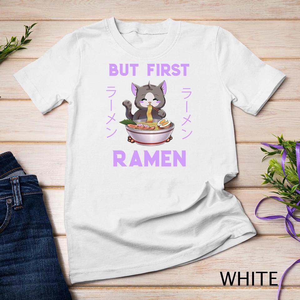 Ramen Cat Japanese Kawaii Anime Purple Style Unisex T-shirt 8