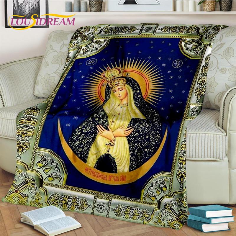 Jesus Blessed Virgin Mary Pray Blanket,Soft Throw Blanket for Home Bedroom Bed Sofa Picnic Travel Office Rest Cover Blanket Kids