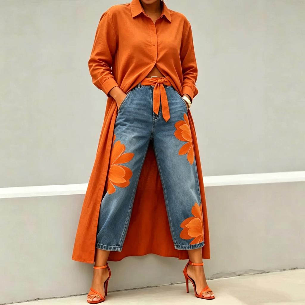 Veste chemise longue ample pour femme Col boutonné Vêtement d'extérieur décontracté Design multicouche léger Fentes latérales