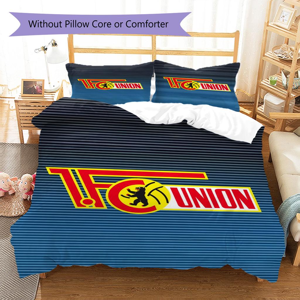 1. FC Union Berlin Pattern Bedding Set Quilt Cover Pillowcase Home Decor Gift (1 * Duvet Cover + 2 * Pillowcase, Without Core)
