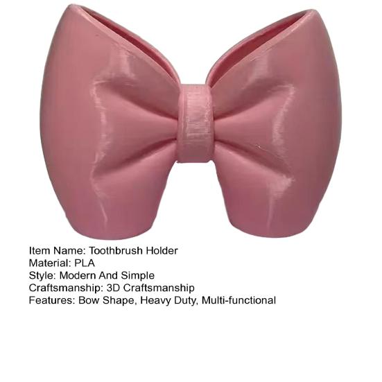 Bow Toothbrush Holder 3D Printed Pink White Bowknot Toothbrush Toothpaste Organizer Bathroom Decoration Multi-functional Desktop Storage Box