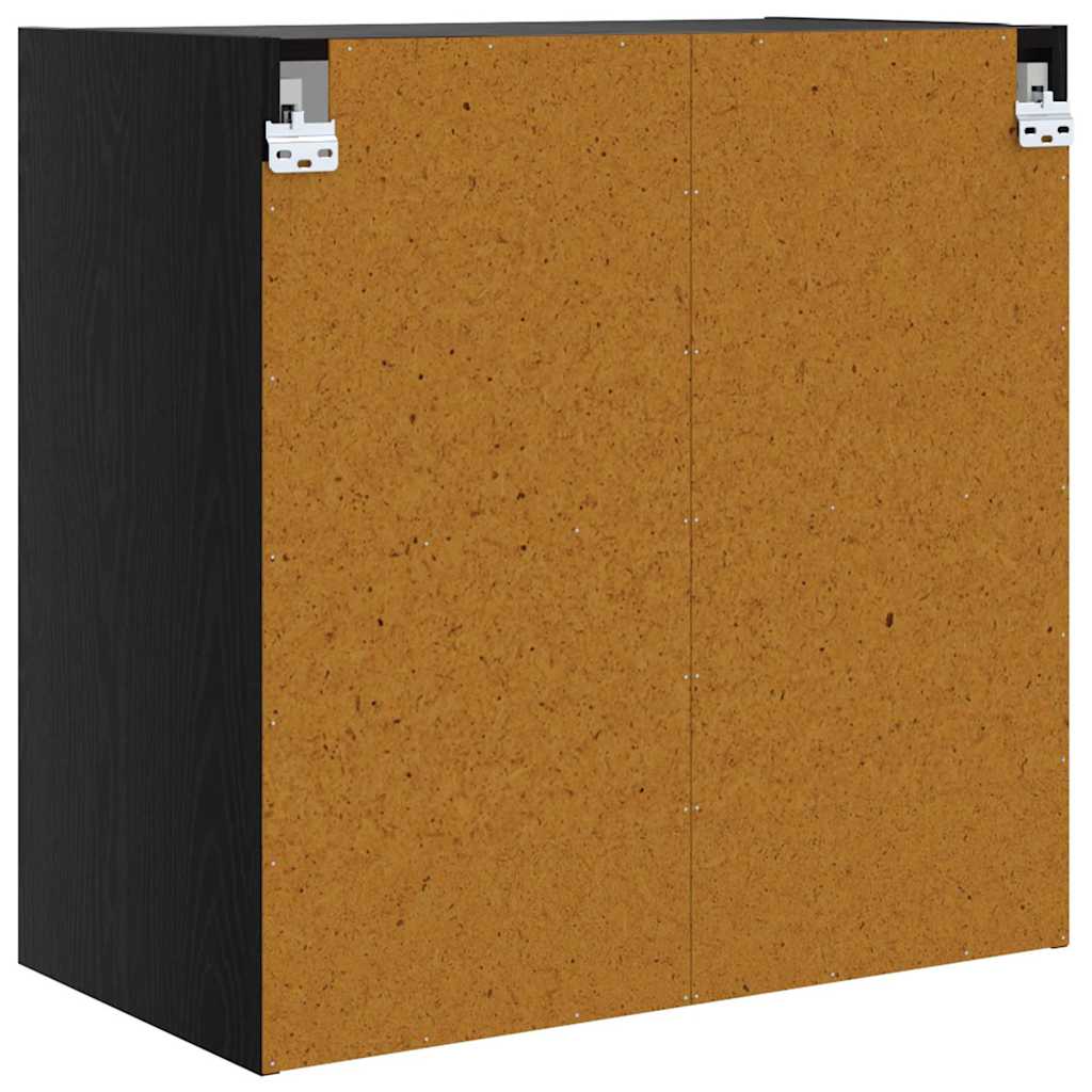 Wall Mounted Cabinet Black Oak Effect 68 x 37 x 68.5 cm