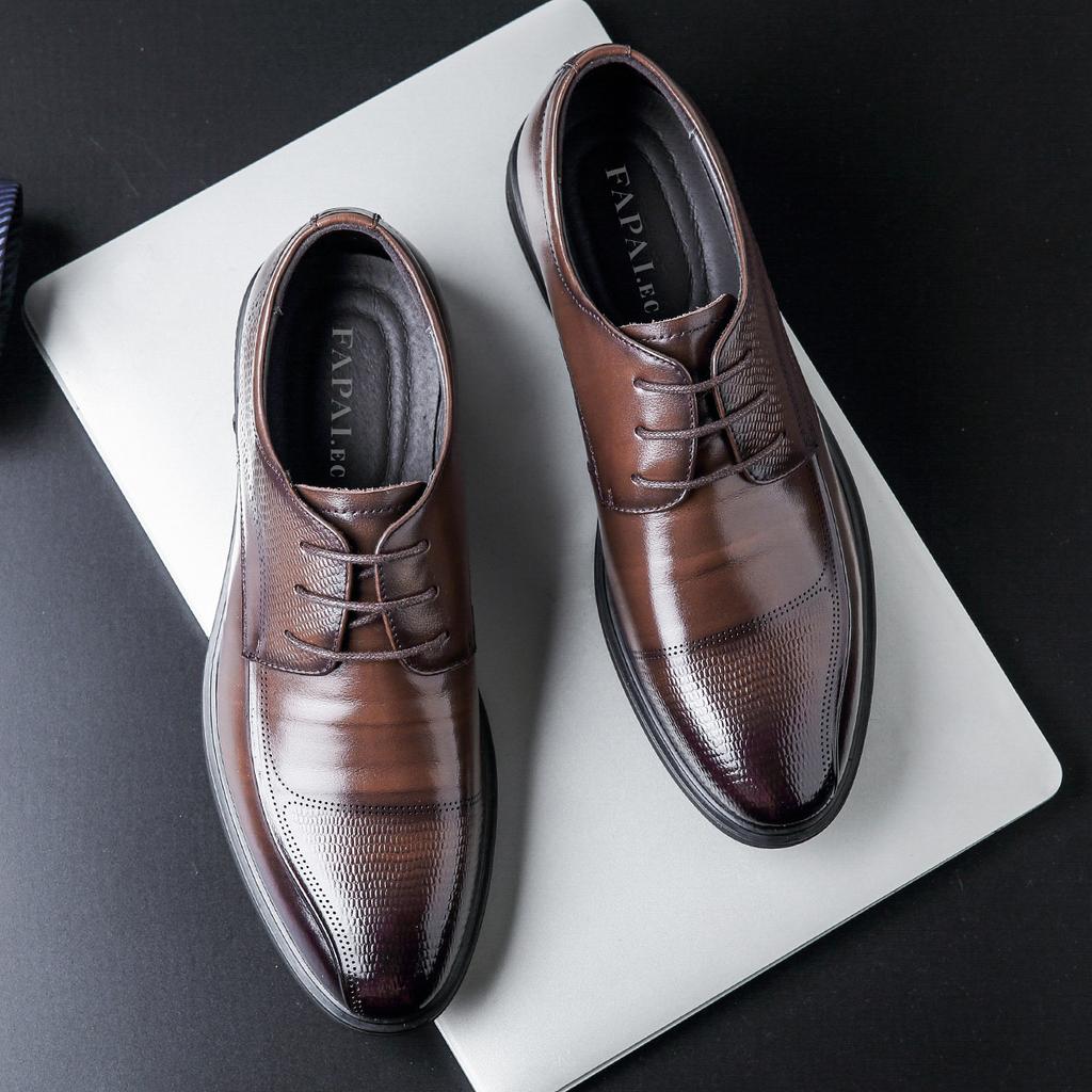 2025 leather shoes men's leather high-end British style men's shoes business dress commuter wedding derby shoes first layer cowhide