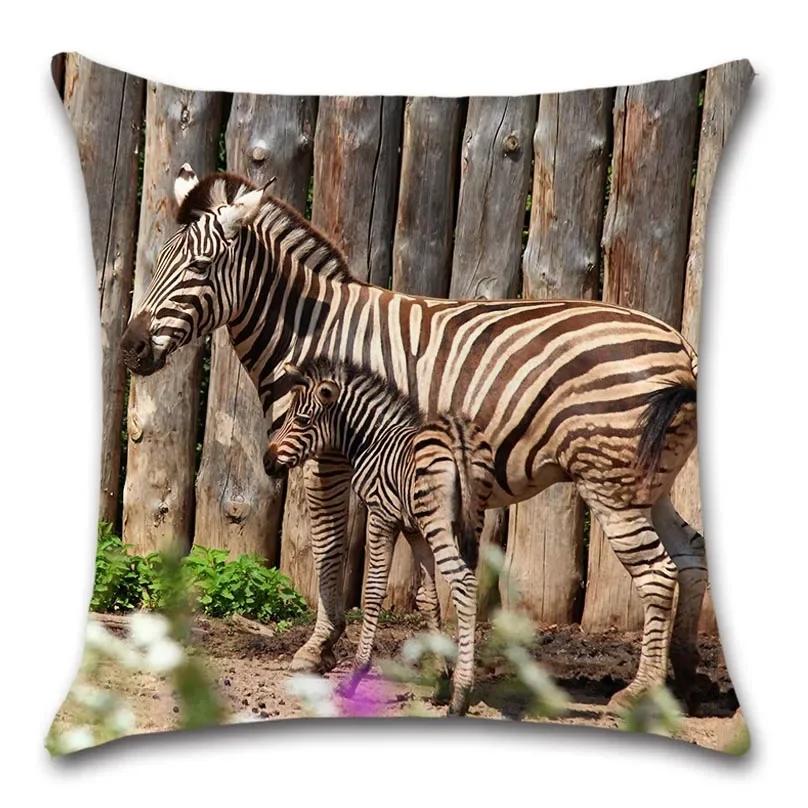 Cushion Cover for Home Decoration, Animal, Giraffe, Big Cat, Zebra, for Sofa, Chair, Car Seat, Friend, Bedroom, Gift