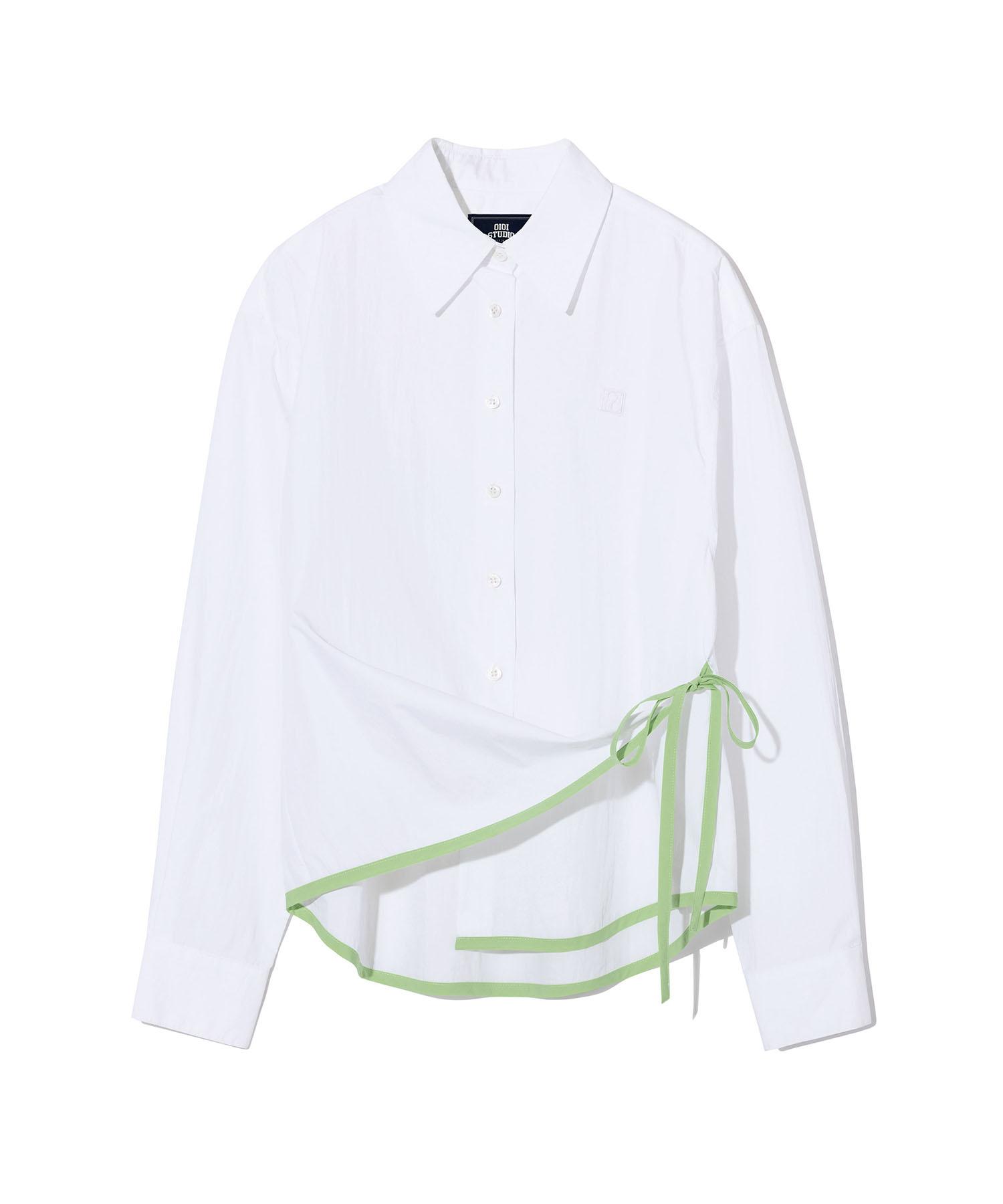 Oioi Collection Asymmetrical Wrap Shirt_White M